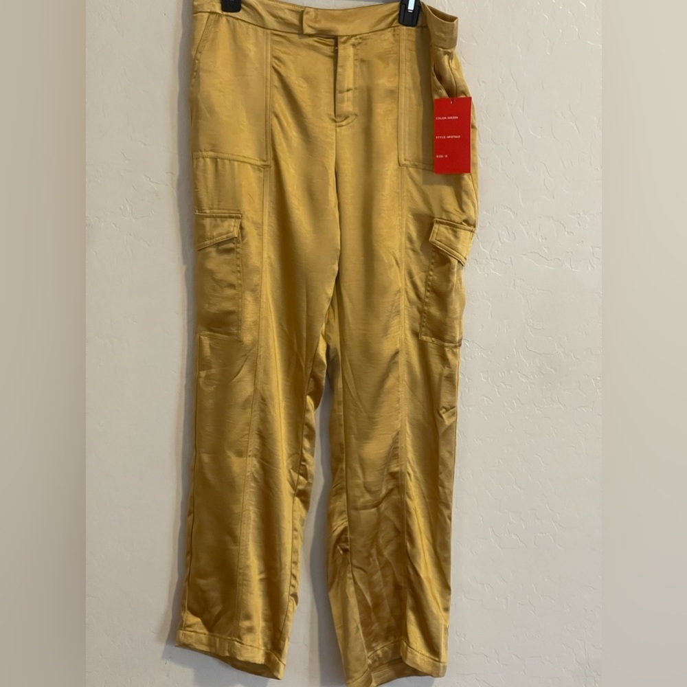 hot kiss Gold Satin Cargo Pants Size 13